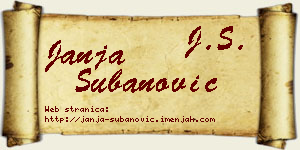 Janja Subanović vizit kartica